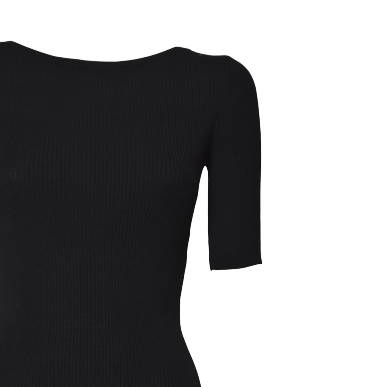 Weekend Max Mara Boat Neck Ribbed Sweatshirt In Black