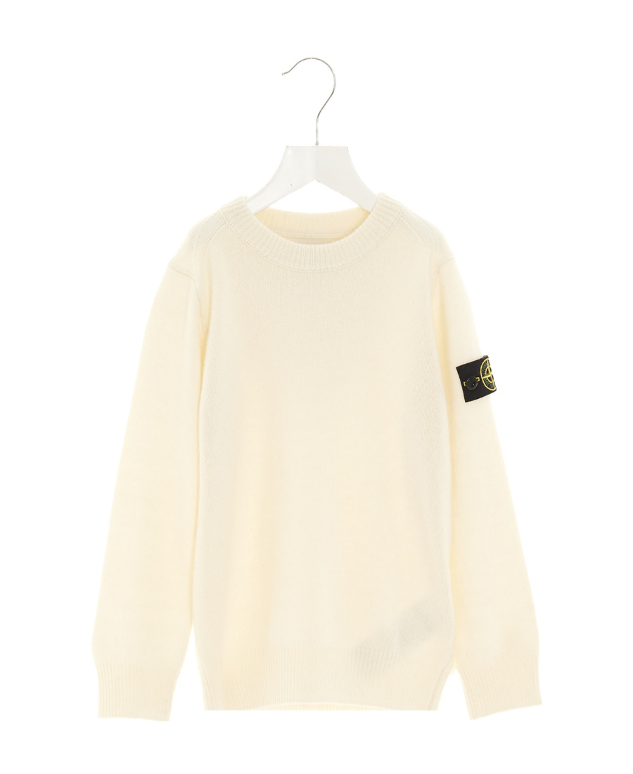 Stone Island Knitted Logo-patch Jumper In White
