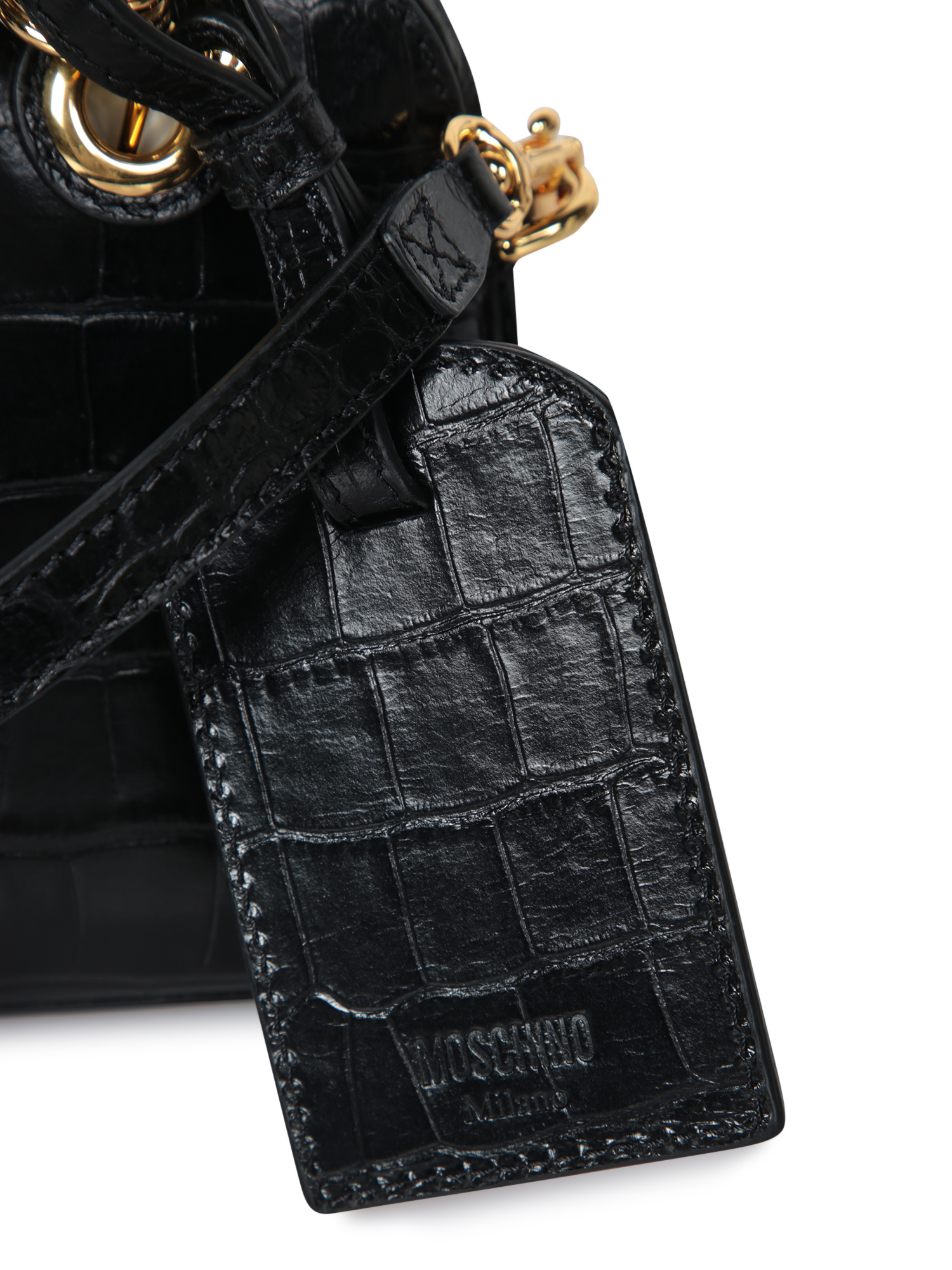 Moschino Crocodile-effect Tote Bag In Black