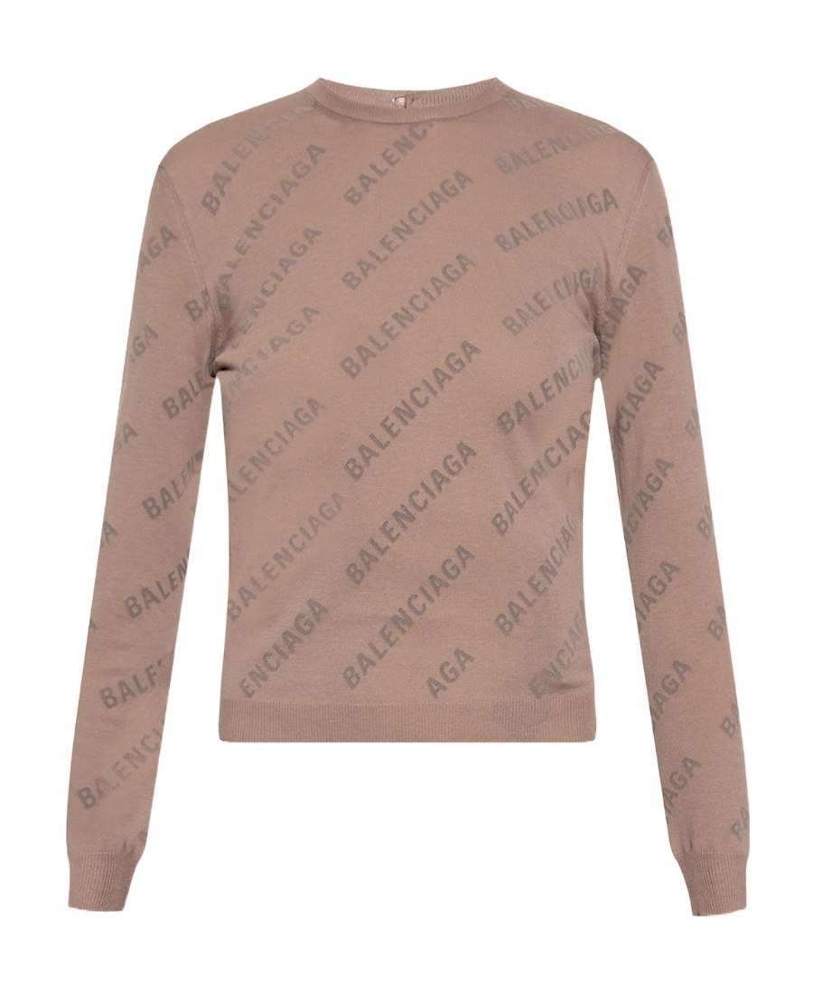 Balenciaga Knitted Pullover Women In Brown
