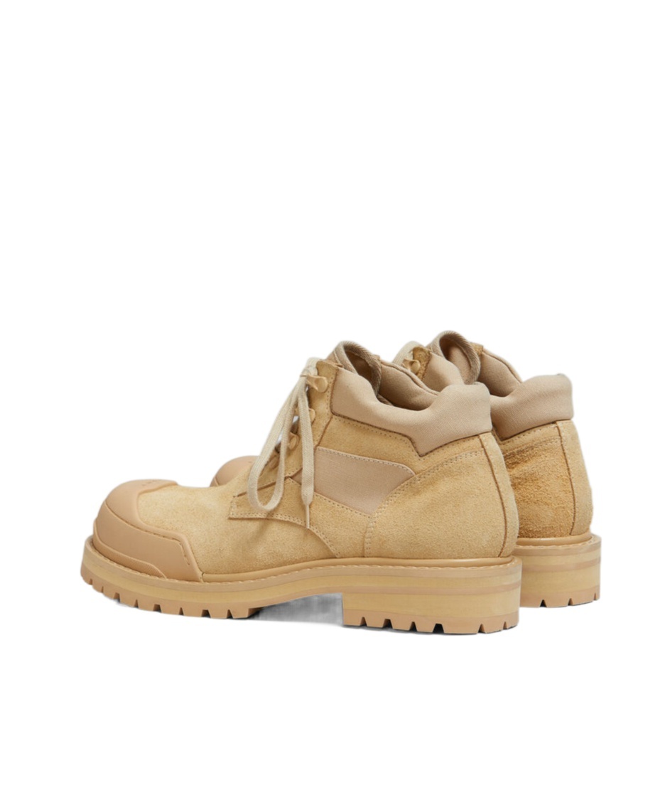 Marni Beige Suede Patchy Combat Boot In Nude