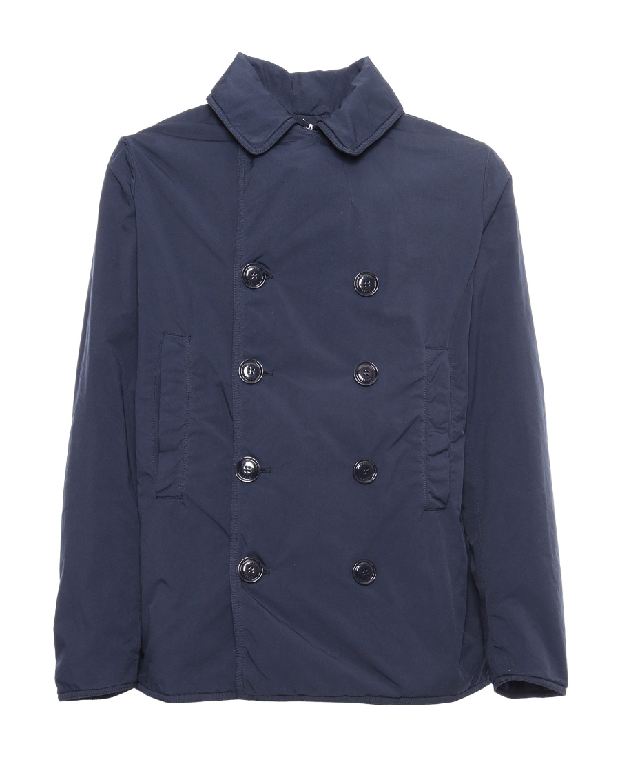 Aspesi Double-breasted Lapel Casual Jacket In Blue