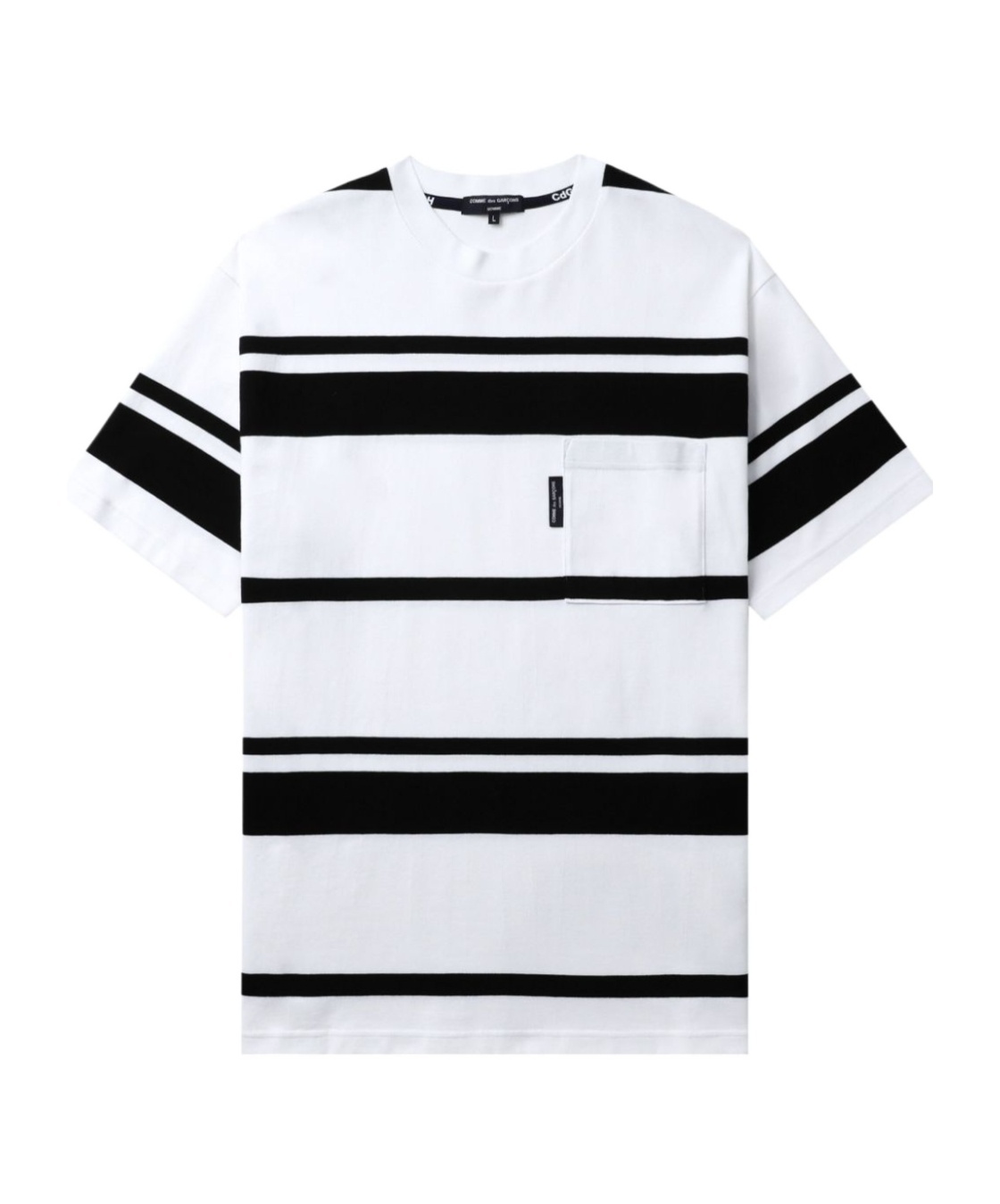 Comme Des Garçons Open-necked Black Shirt In White
