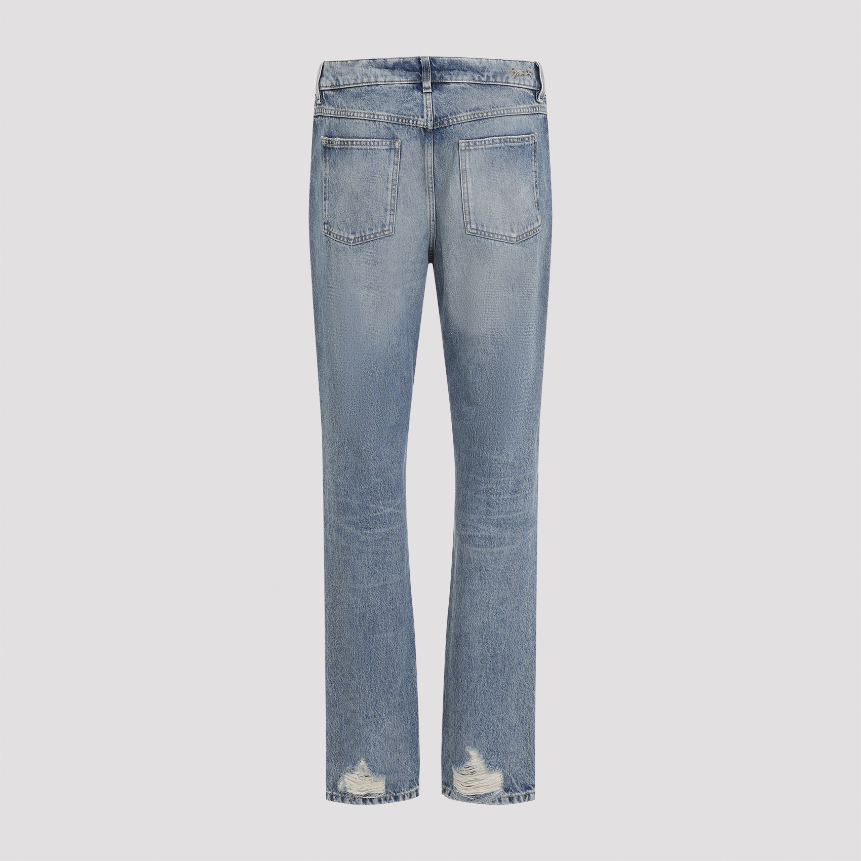 Givenchy Washed Denim Tapered Leg Jeans With Contrast Stitching In Blue