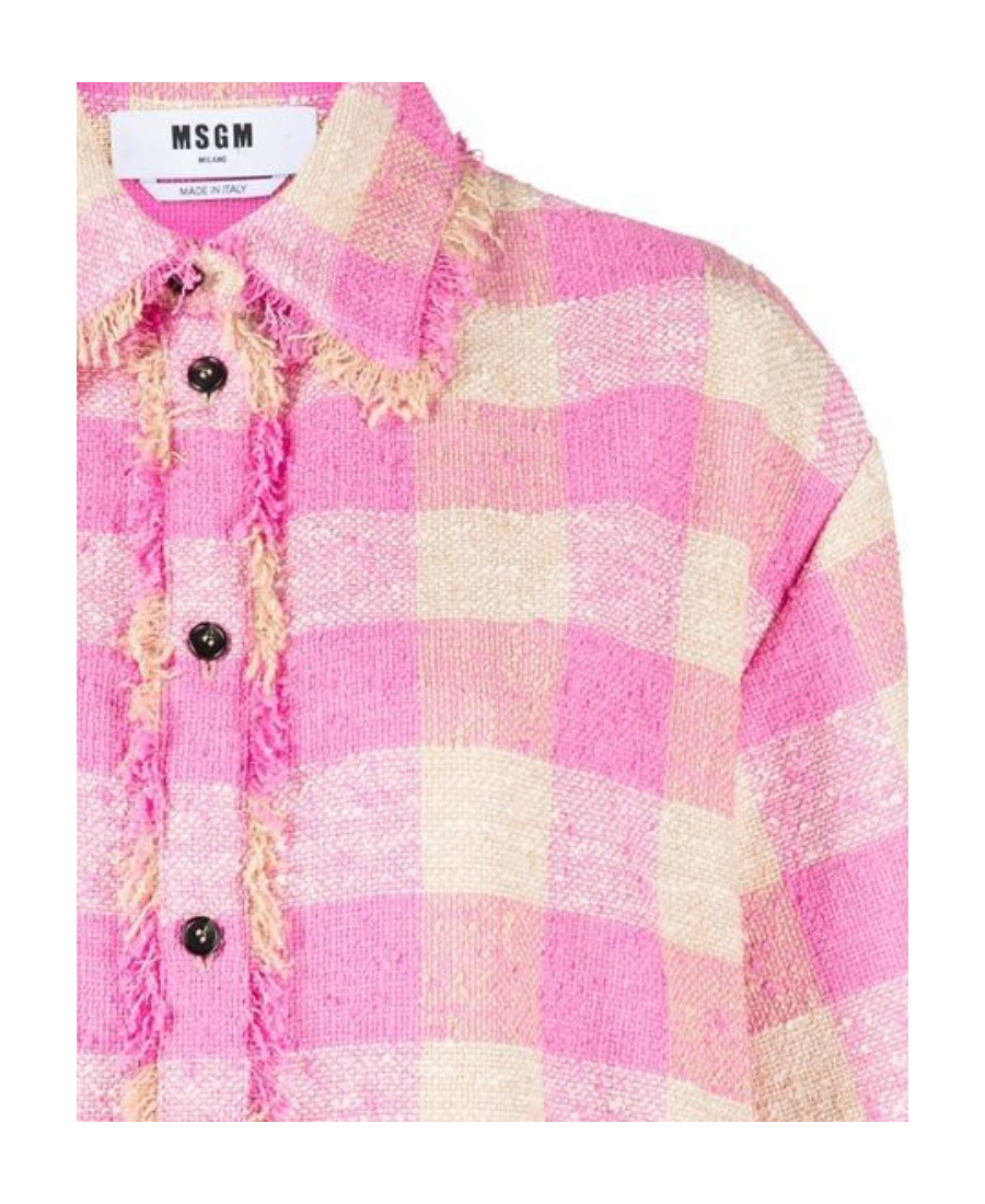 Msgm Check-pattern Shirt In Pink