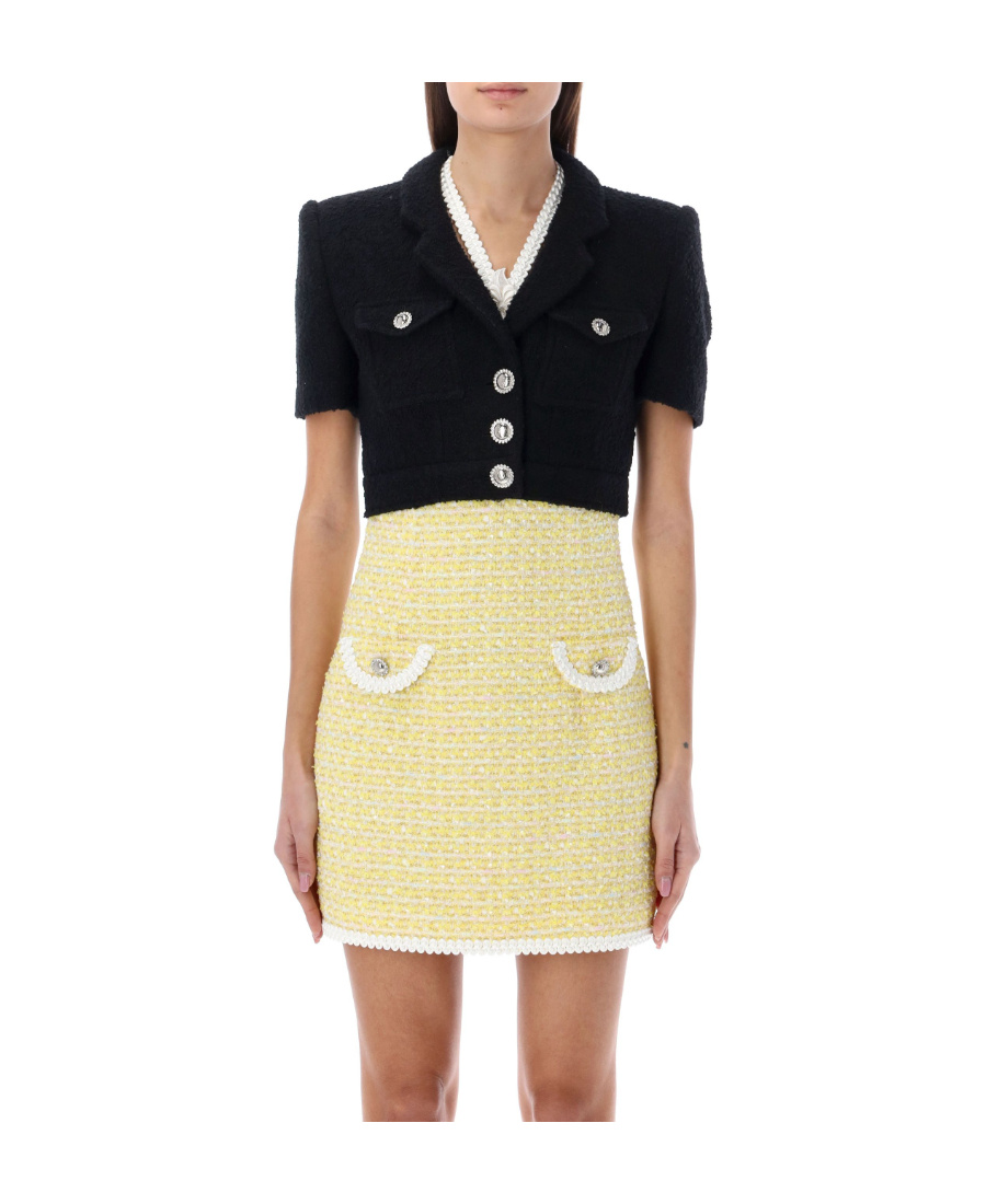 Alessandra Rich Short-sleeve Crop Jacket In Multicolor