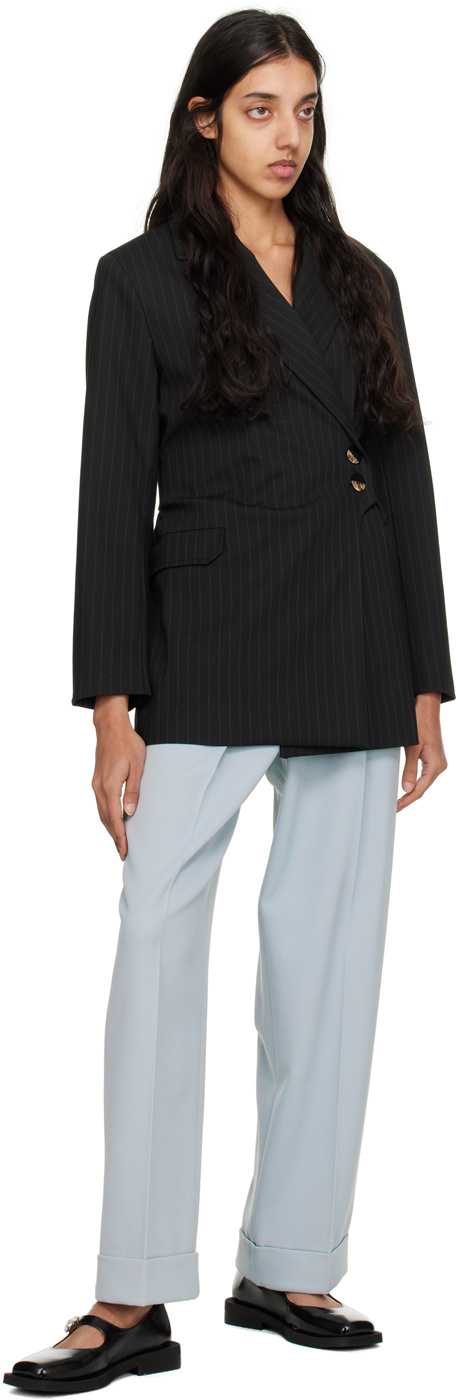 Ganni Tailored Straight-leg Trousers In Gray