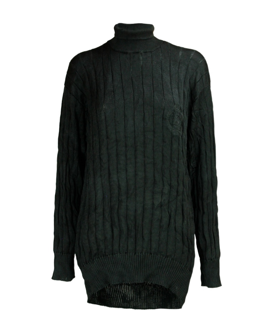 Balenciaga Creased Turtleneck Knit Jumper In Black