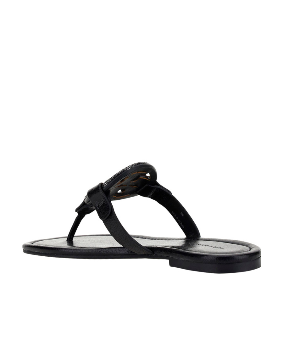 Tory Burch Miller Pave Logo Thong Sandals In Black