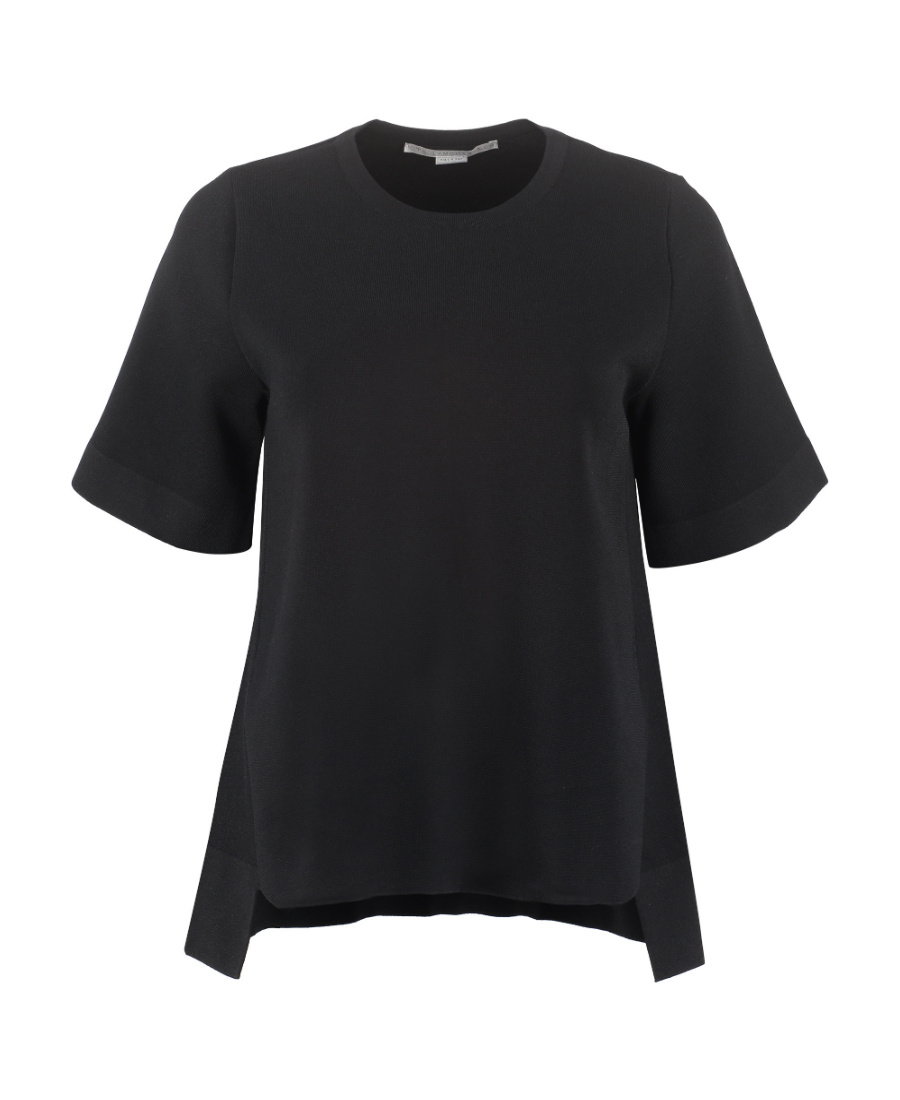 Stella Mccartney Strong Silhouette Short-sleeve Knitted Jumper In Black
