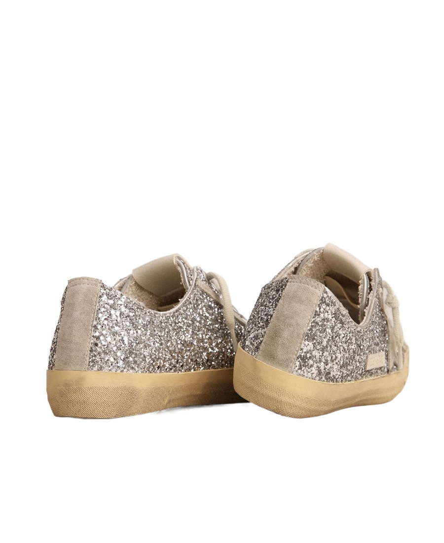 Golden Goose V-star Glittered Sneakers In Nude