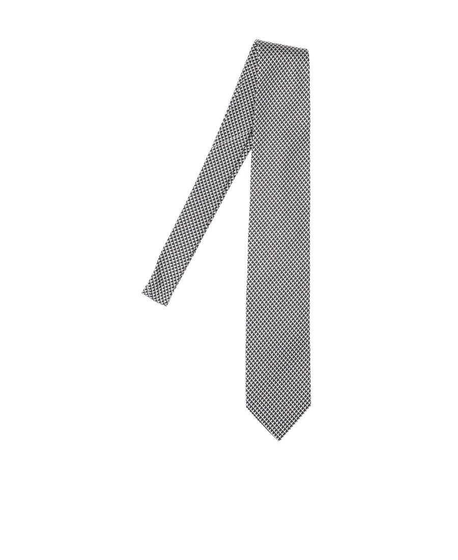 Tom Ford Textured Houndstooth Tie In Grey And Black In Gray