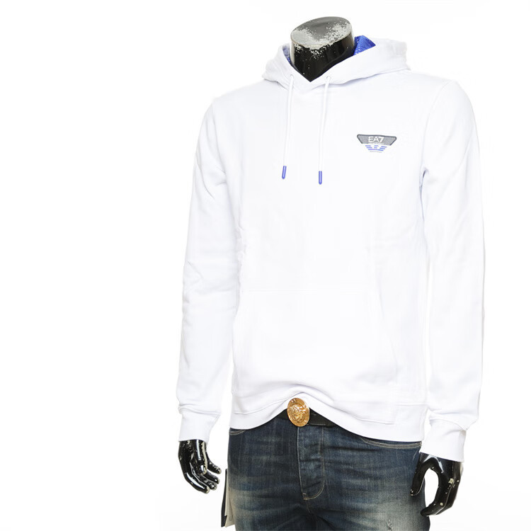 Ea7 Logo Hooded Sweater In White