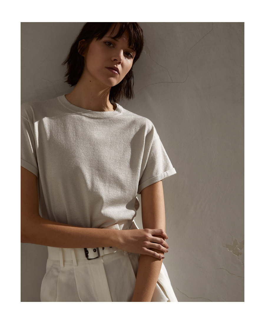Brunello Cucinelli Short Sleeves Round-neck In White
