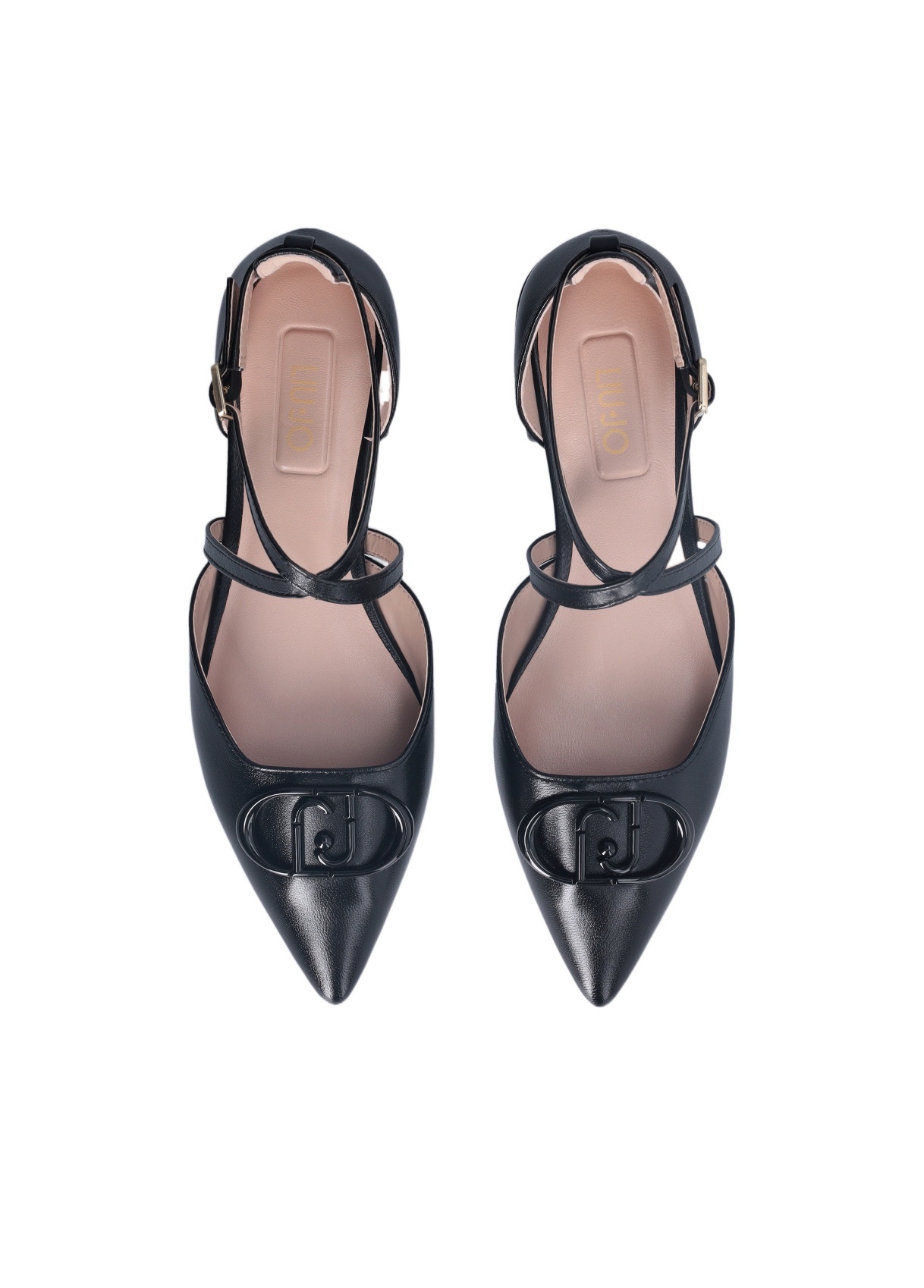 Liu •jo Black Ballet Flats With Maxi-logo In Black