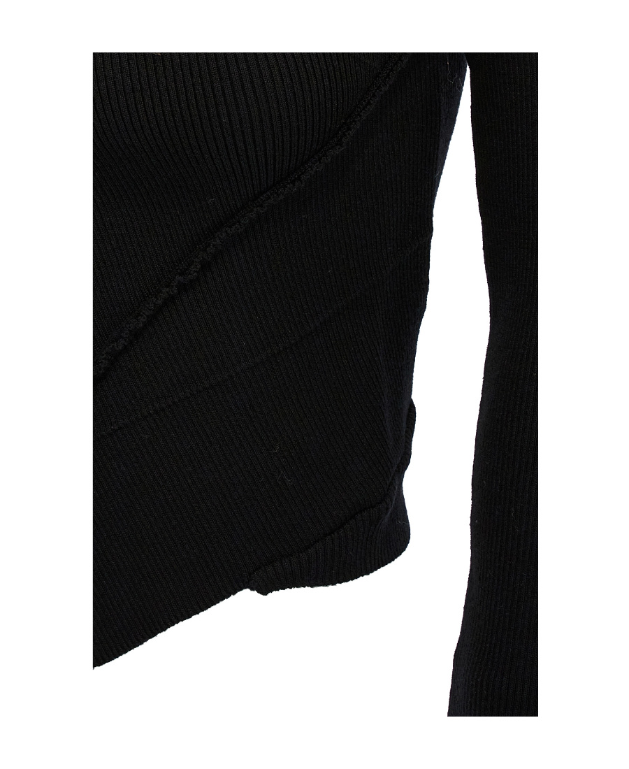 Shop Dries Van Noten Asymmetrical Knitted Pullover In Black