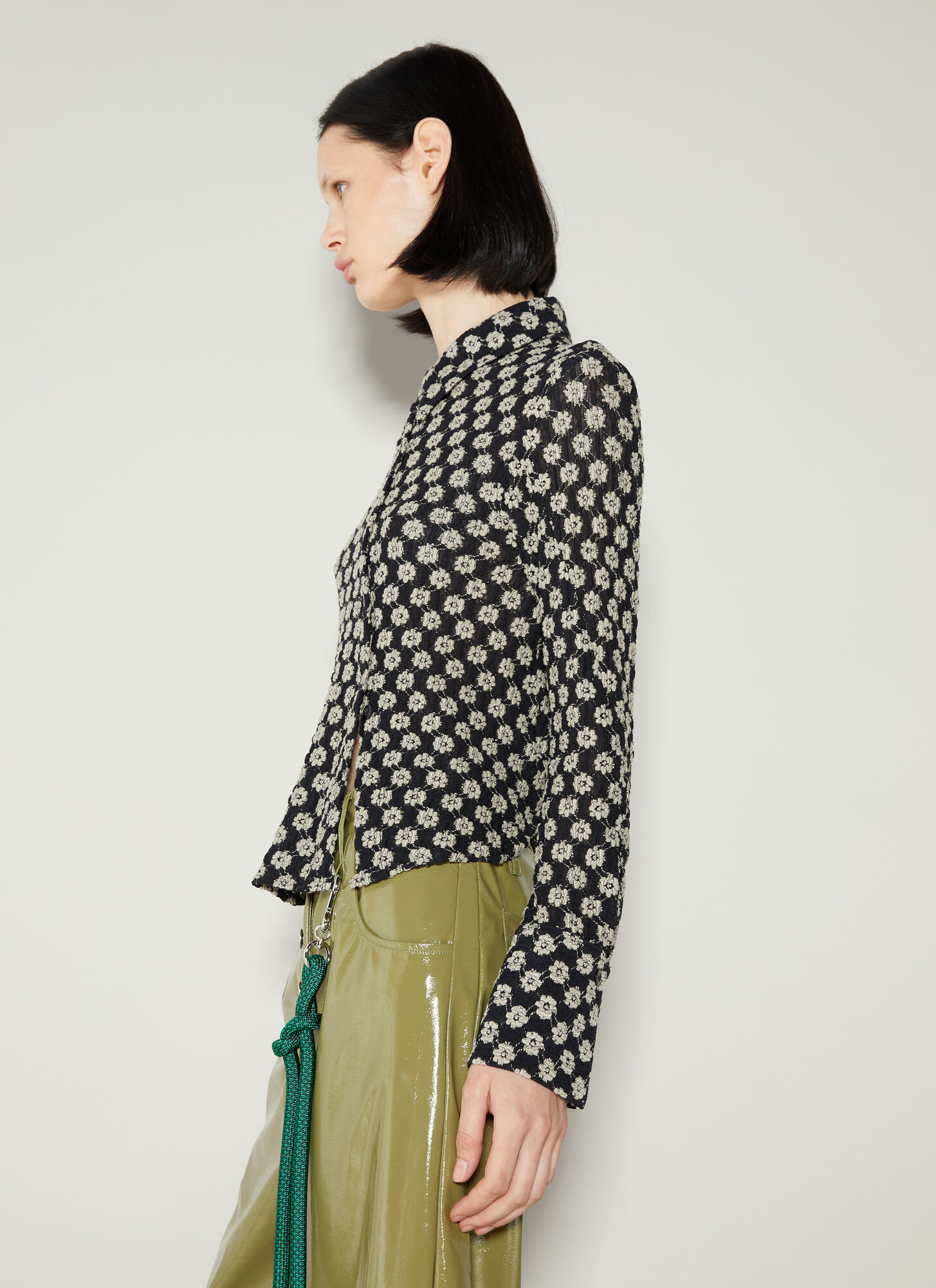 Song For The Mute Lace Twisted Shirt In Black