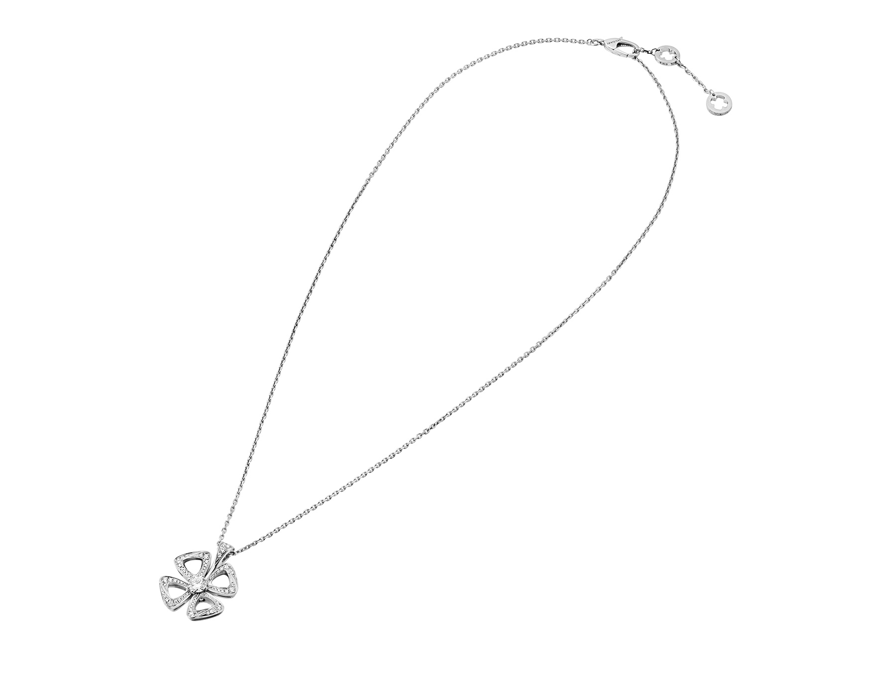 Bvlgari Womens Silver Fiorever 18ct White Gold And 0.16ct Round Brilliant-cut Diamond Necklace In Gray