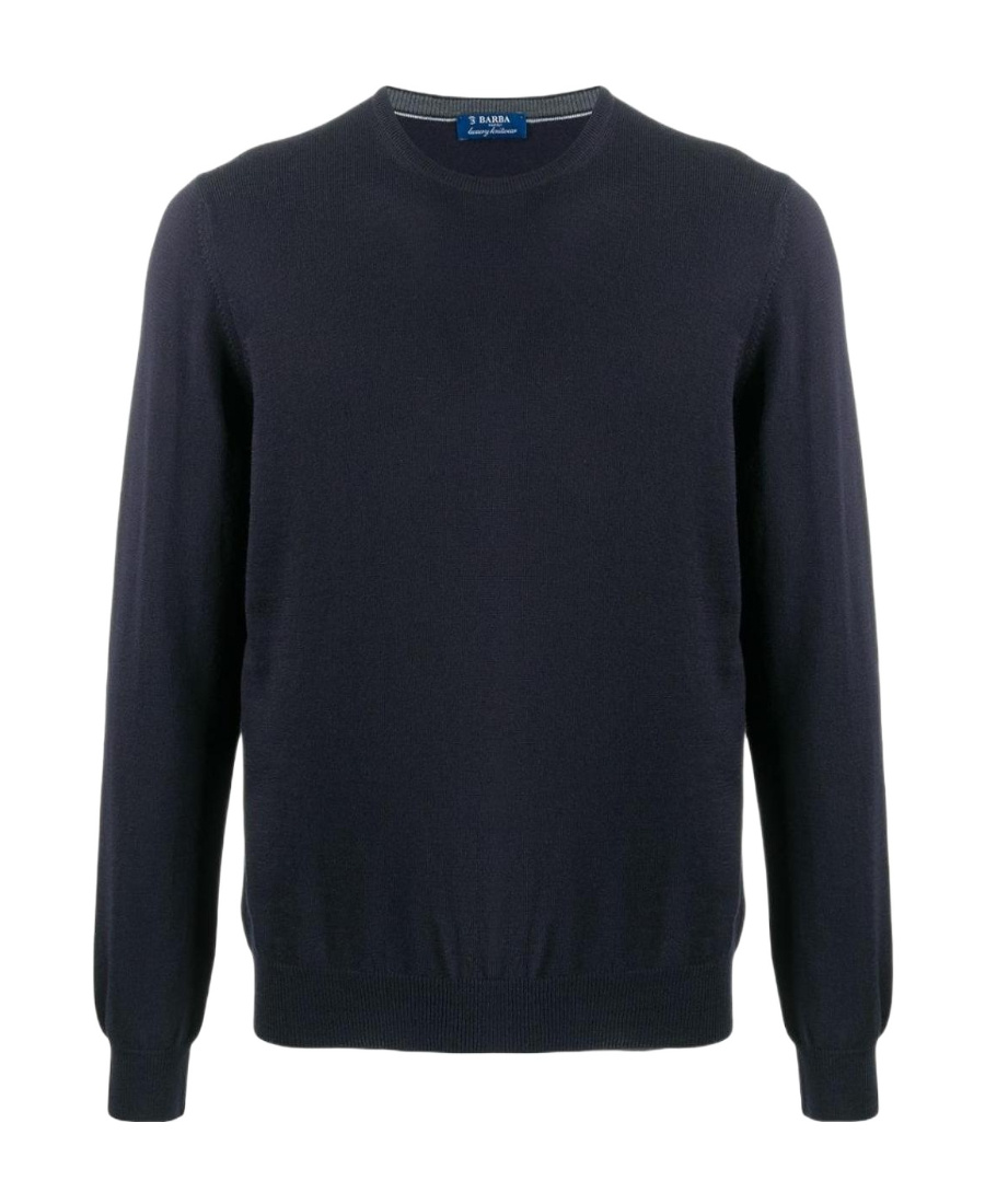 Barba Napoli Crewneck Wool Jumper In Black