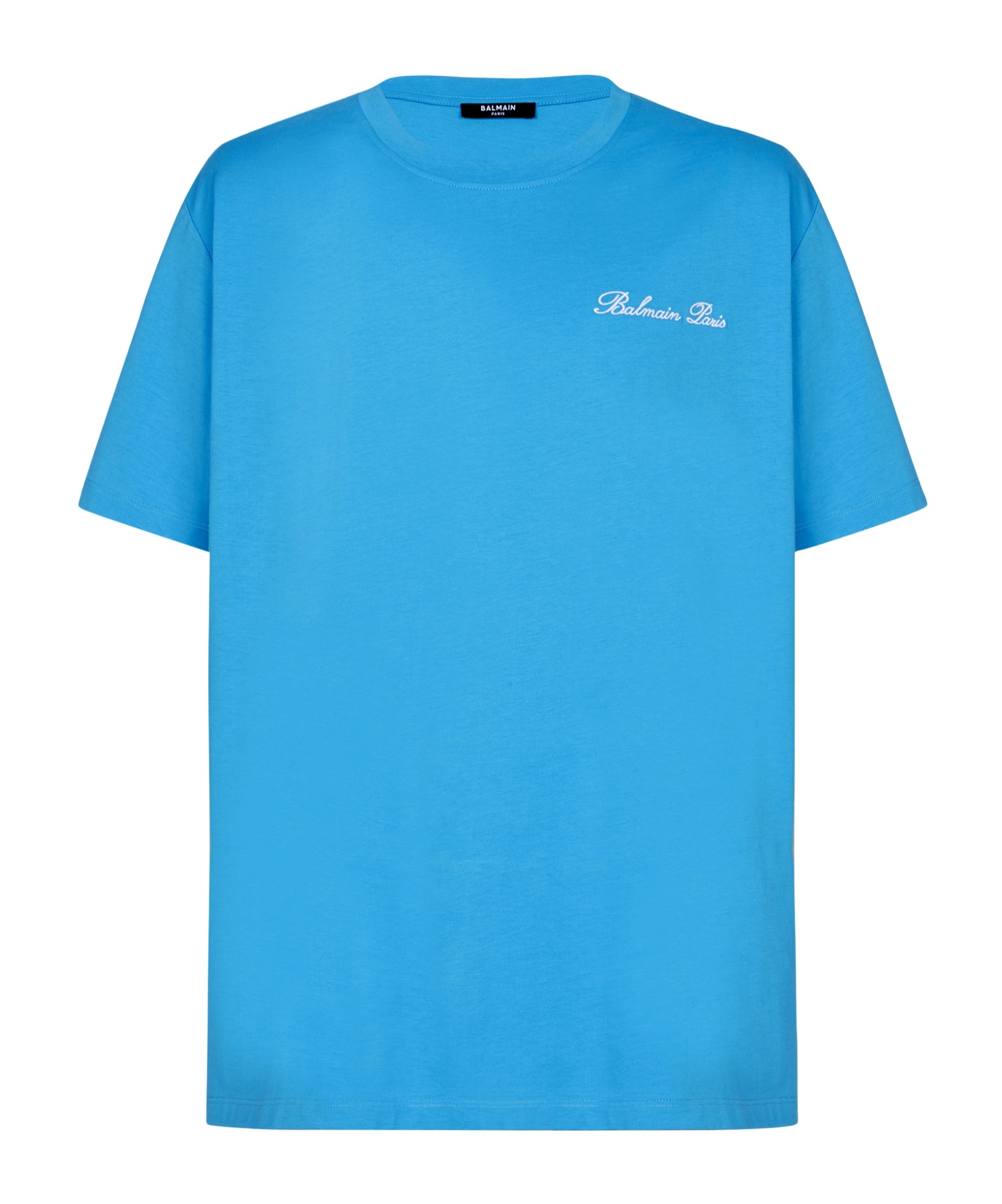 Balmain T-shirt With Logo Embroidery In Blue