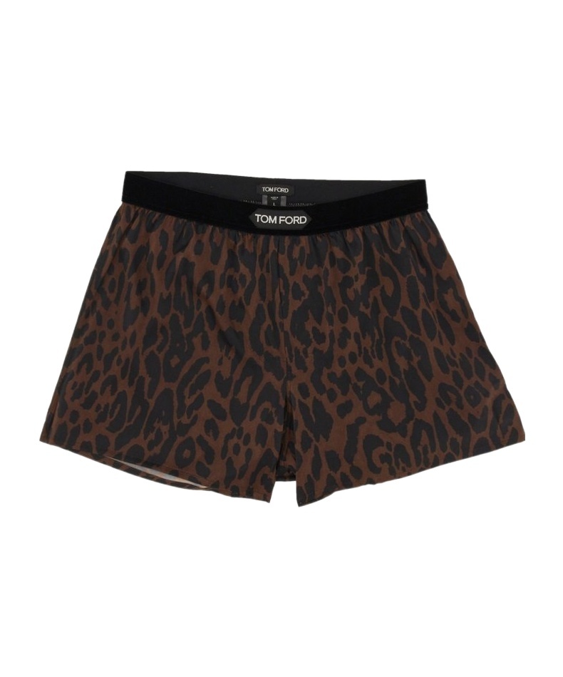 Tom Ford Cheetah-print Stretch-silk Boxer Shorts In Black