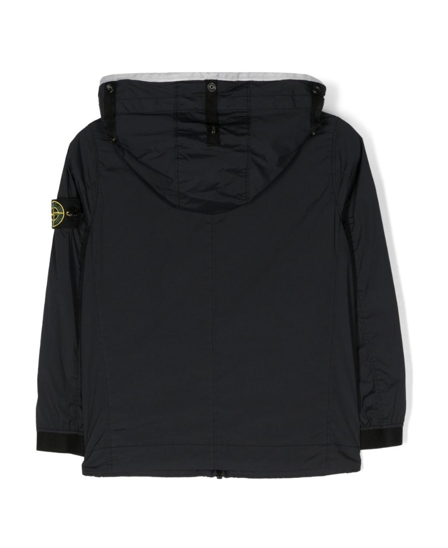 Stone Island Logo-patch Zip-up Hooded Jacket In Black