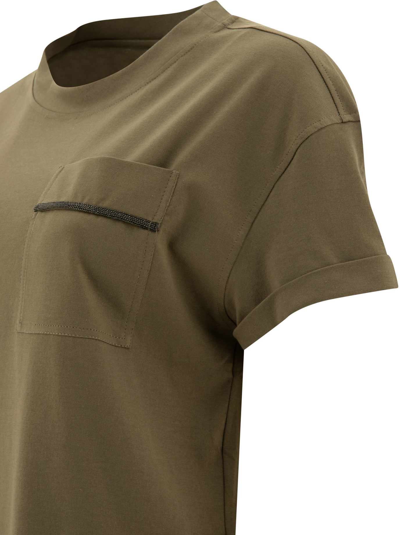 Brunello Cucinelli Women's "shiny Pocket Detail" T-shirt In Green