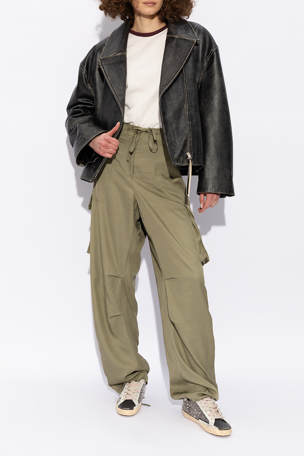 Golden Goose Super-star Studded Sneakers With In Nude