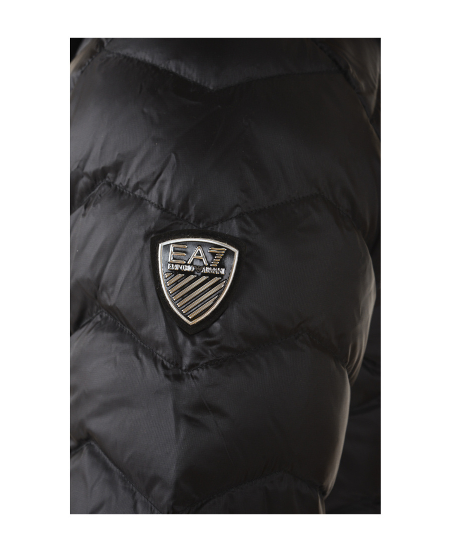 Ea7 Logo Down Jacket In Black