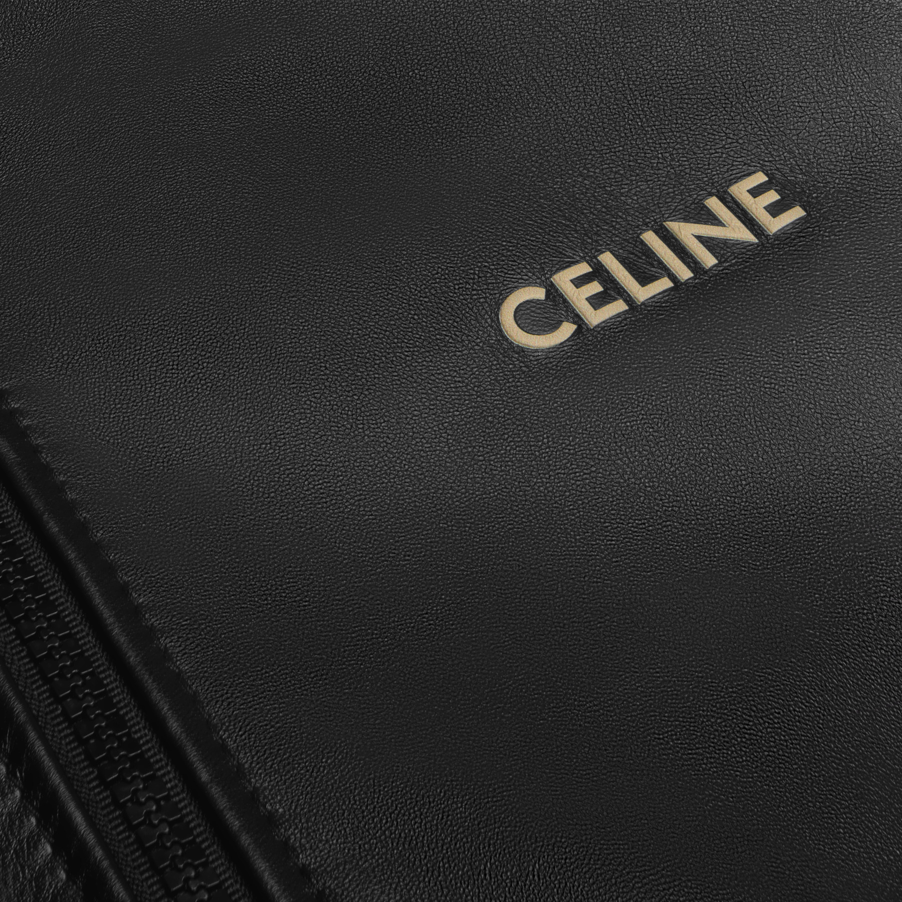 Celine Long-sleeved Leather Jacket In Black