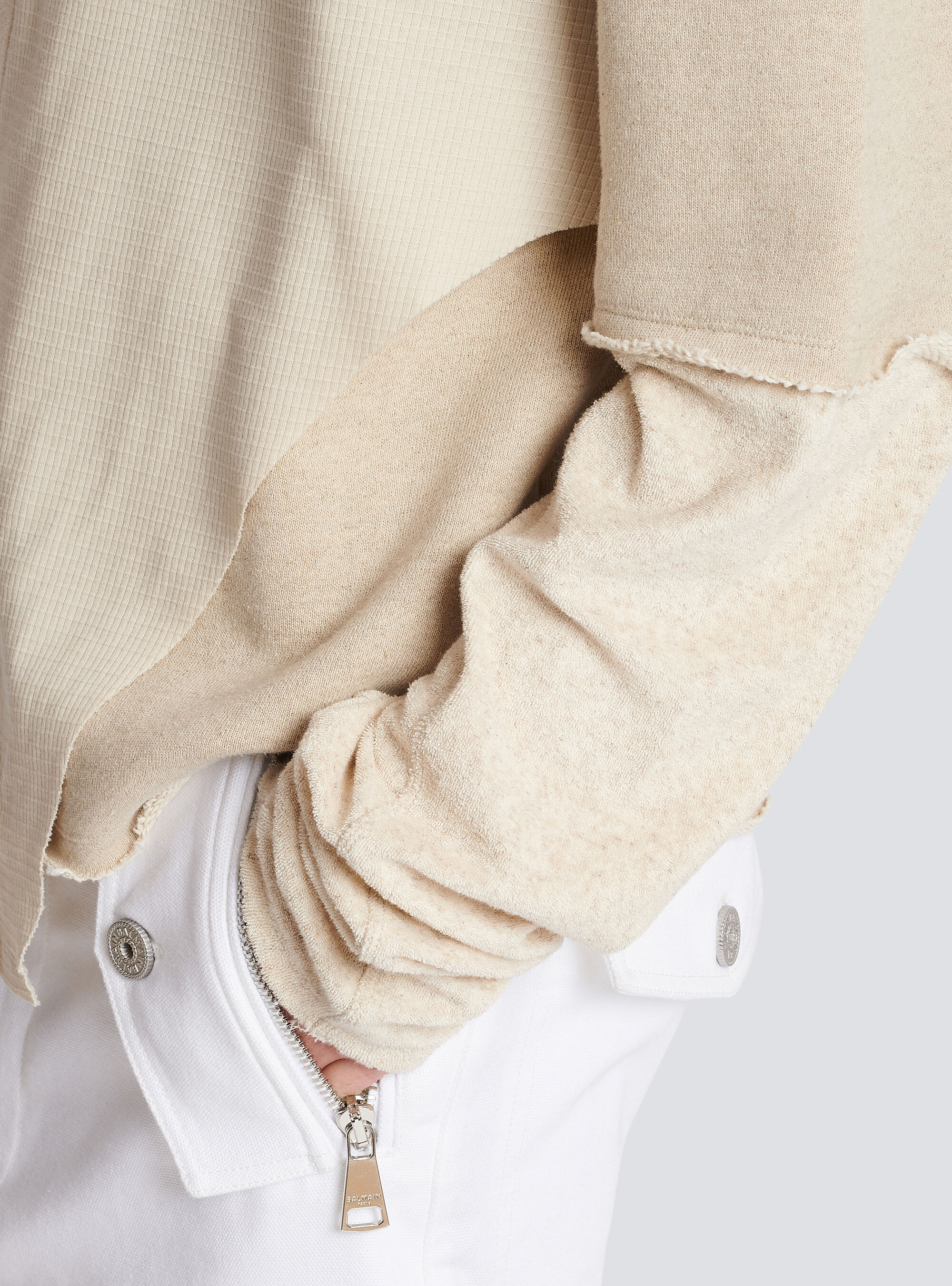 Balmain Patchwork Long-sleeve Top In White