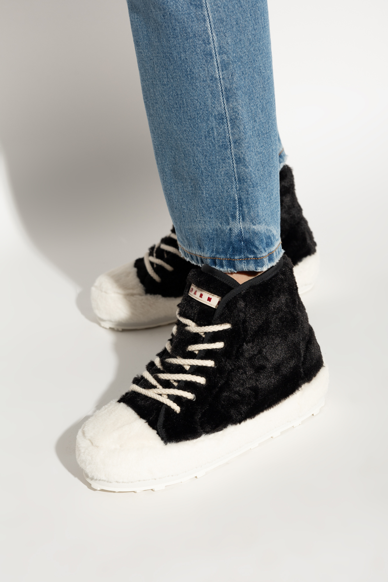 Marni Teddy Lace-up Sneakers In Black