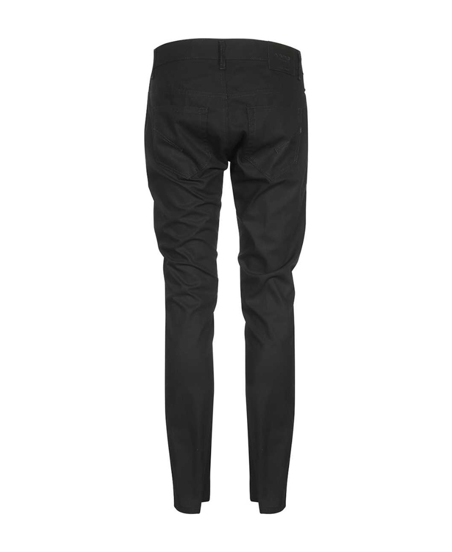 Dondup Black Logo Casual Denim Trousers In Black