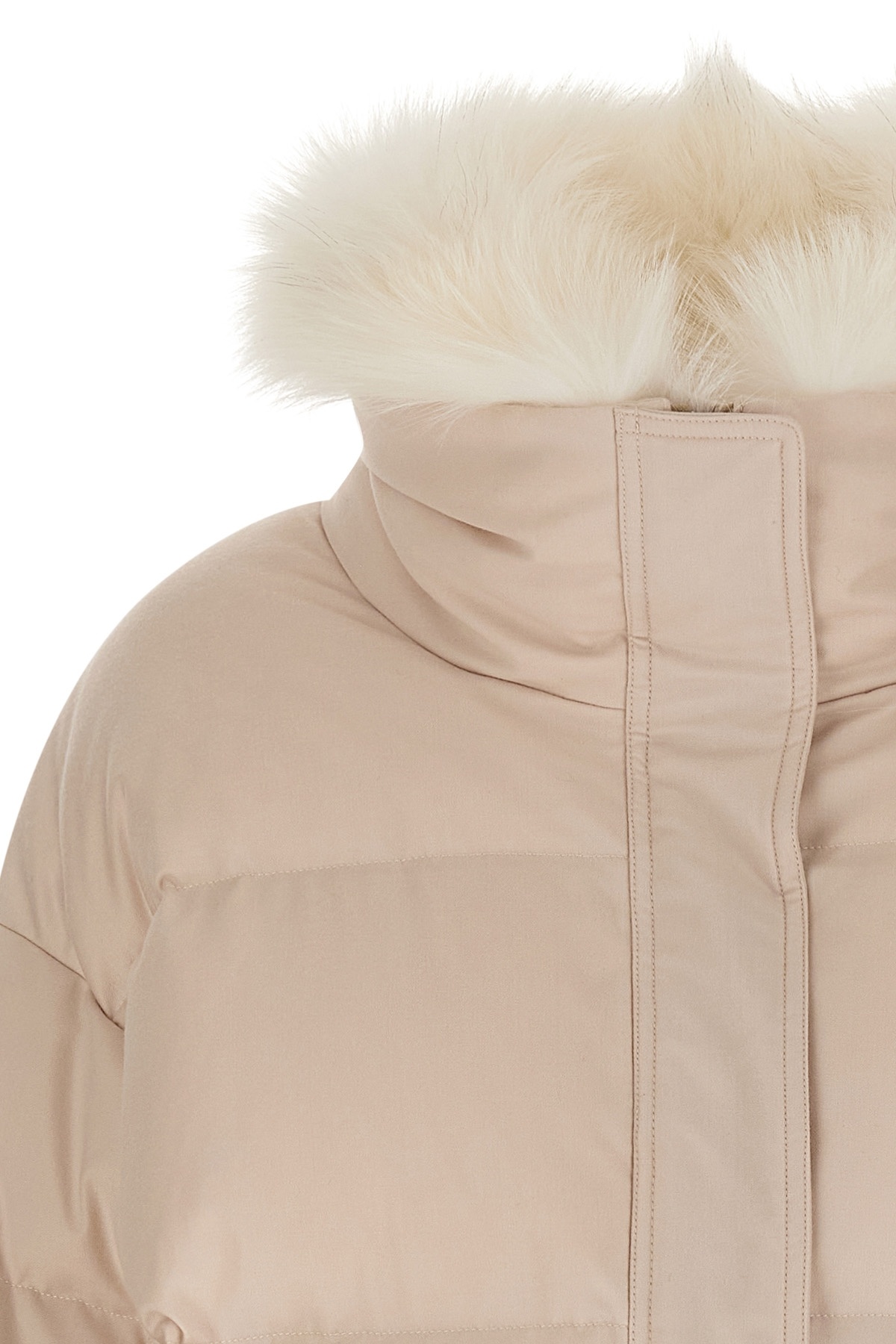 Yves Salomon Down Jacket With Mittens Puffer Jackets White In Brown
