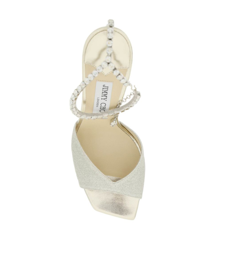 Jimmy Choo Saeda 100 Crystal-embellished Glitter Sandals In White