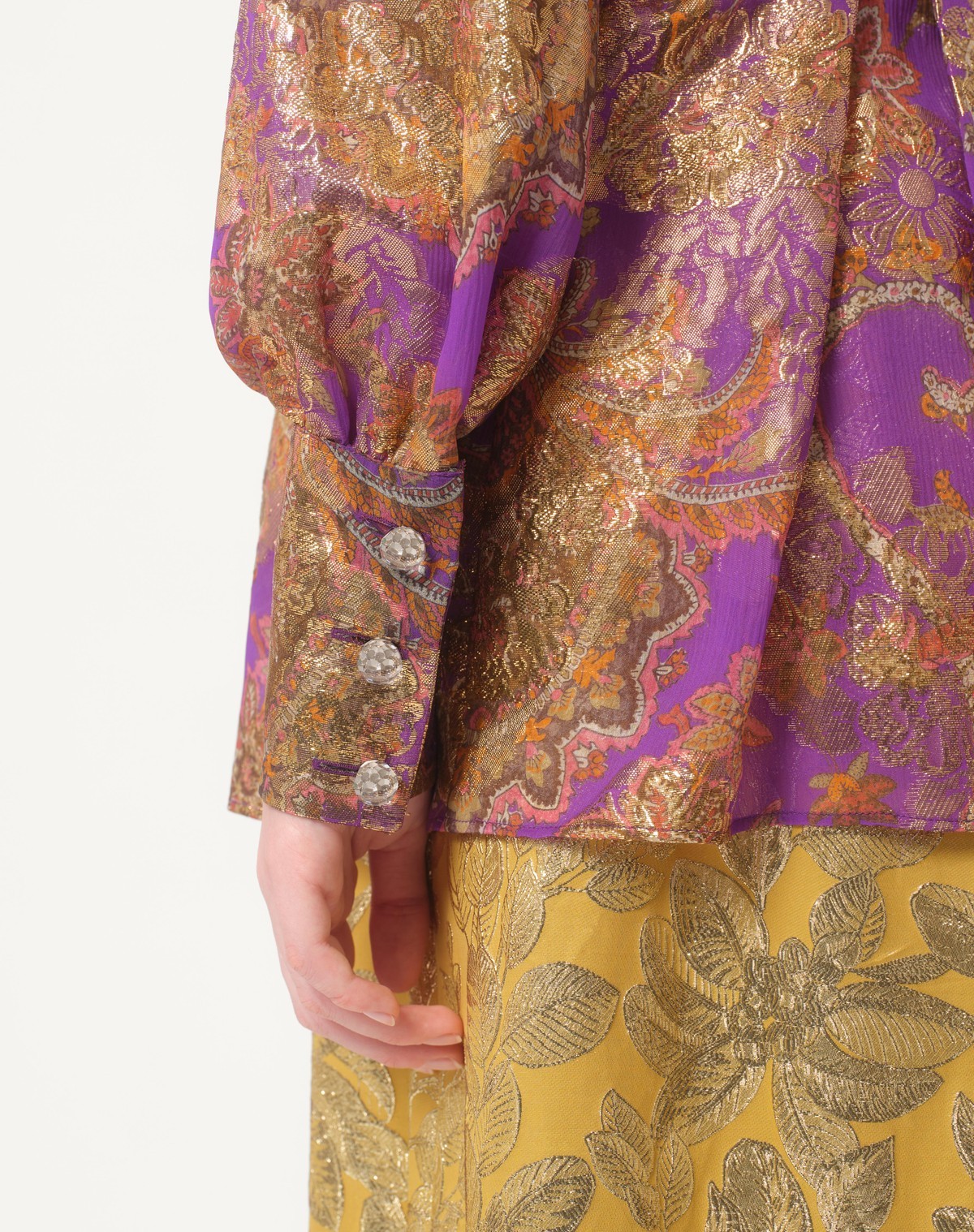 Valentino Silk-blend Floral-jacquard Blouse In Multicolor
