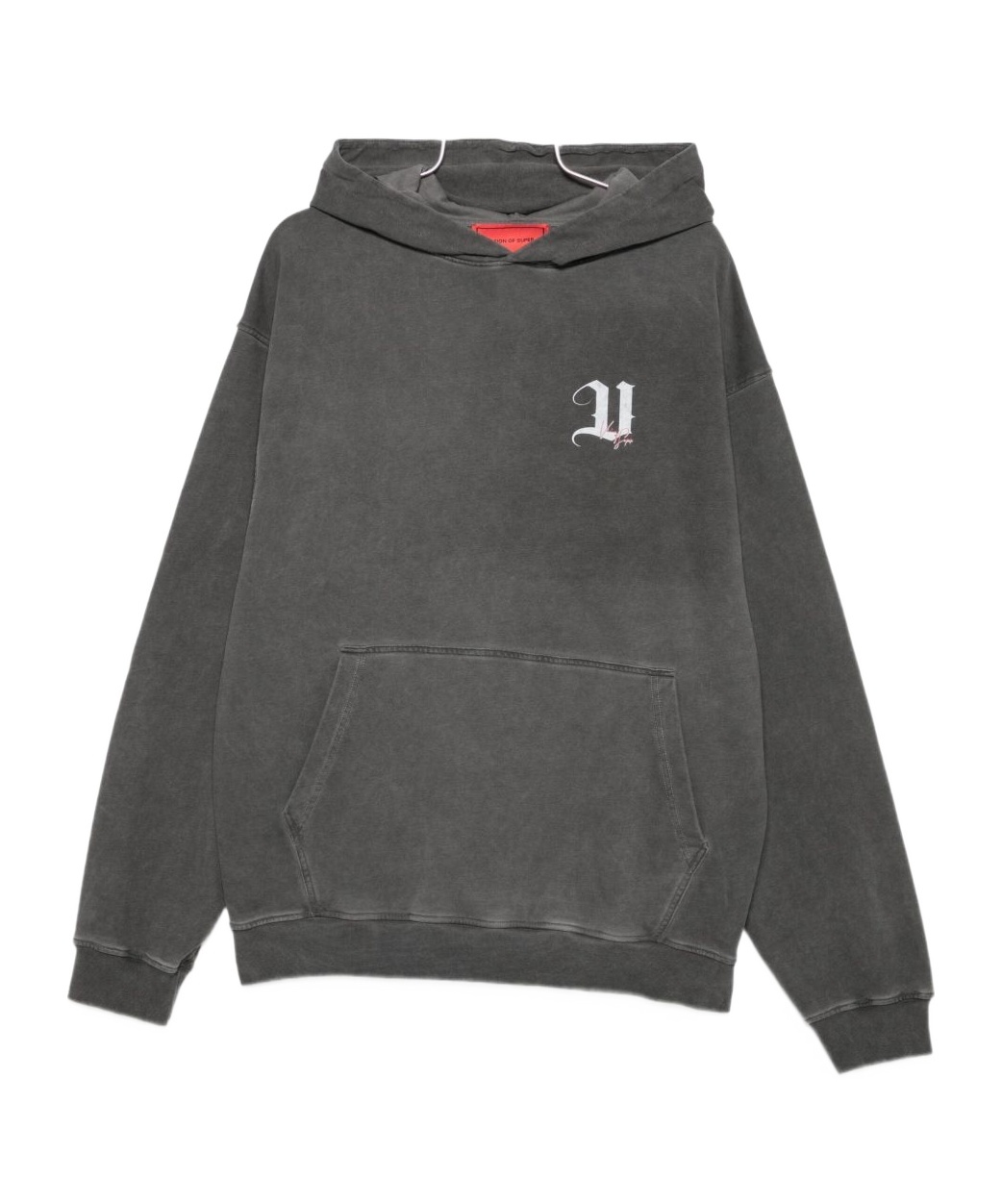 Vision Of Super Stone Wash Black Hoodie With Angel Print In Multi