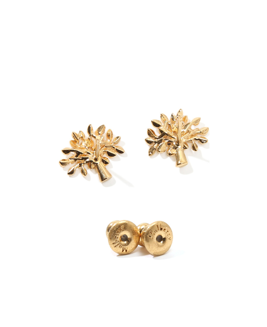Mulberry Logo Tree Stud Earrings In Yellow