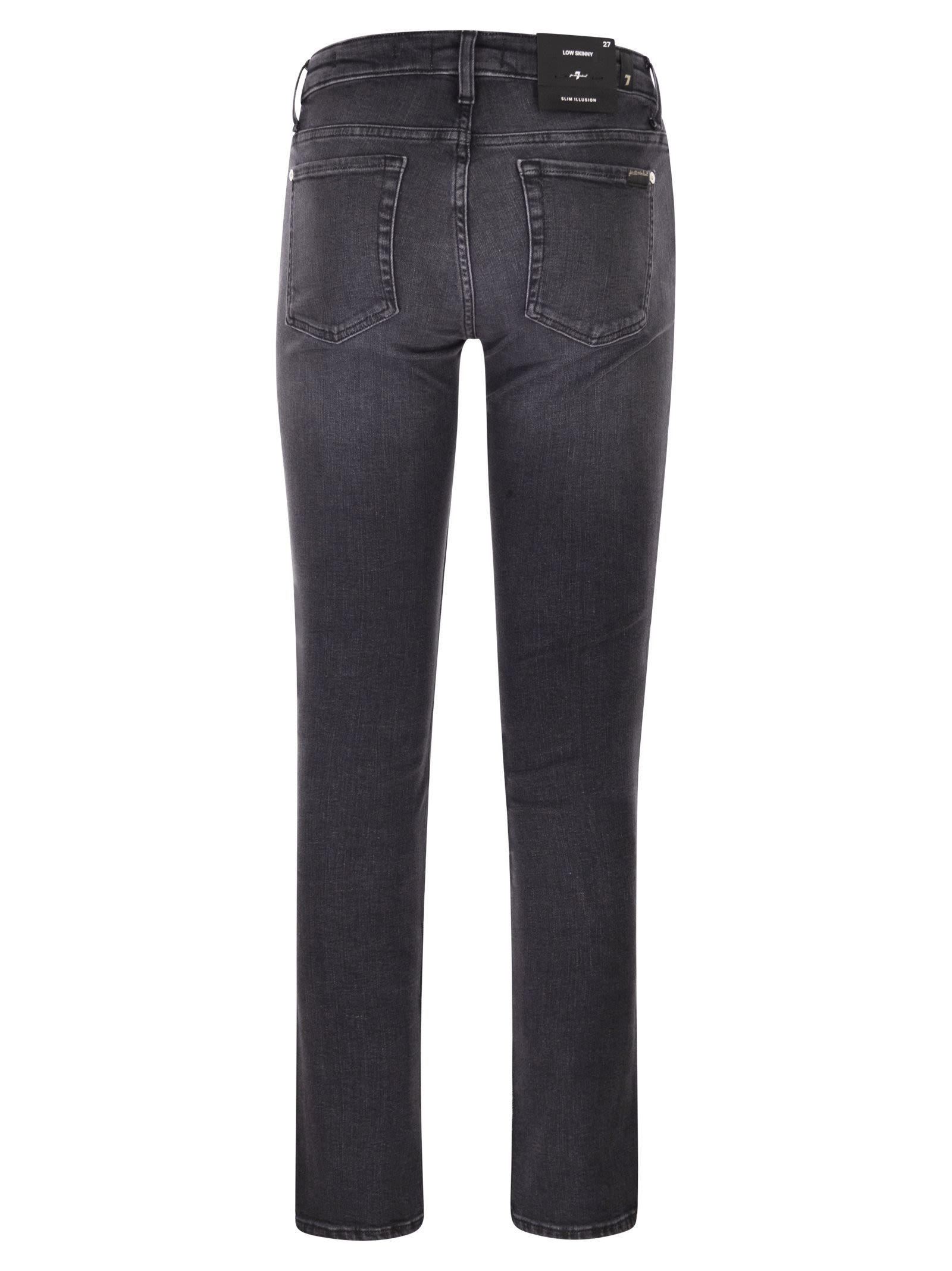 7 For All Mankind Low-rise Skinny Jeans In Black