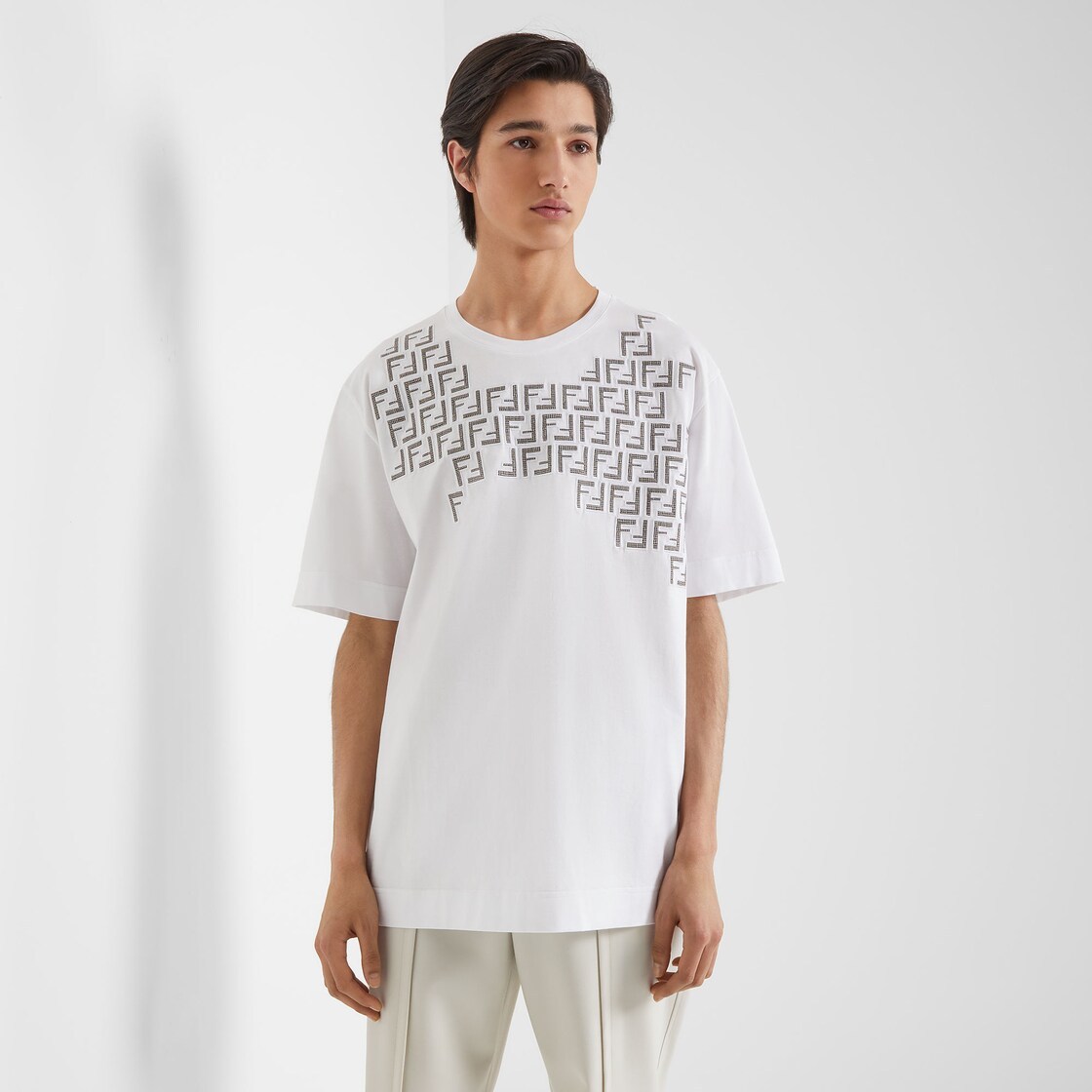Fendi Ff Logo Crew-neck T-shirt In White