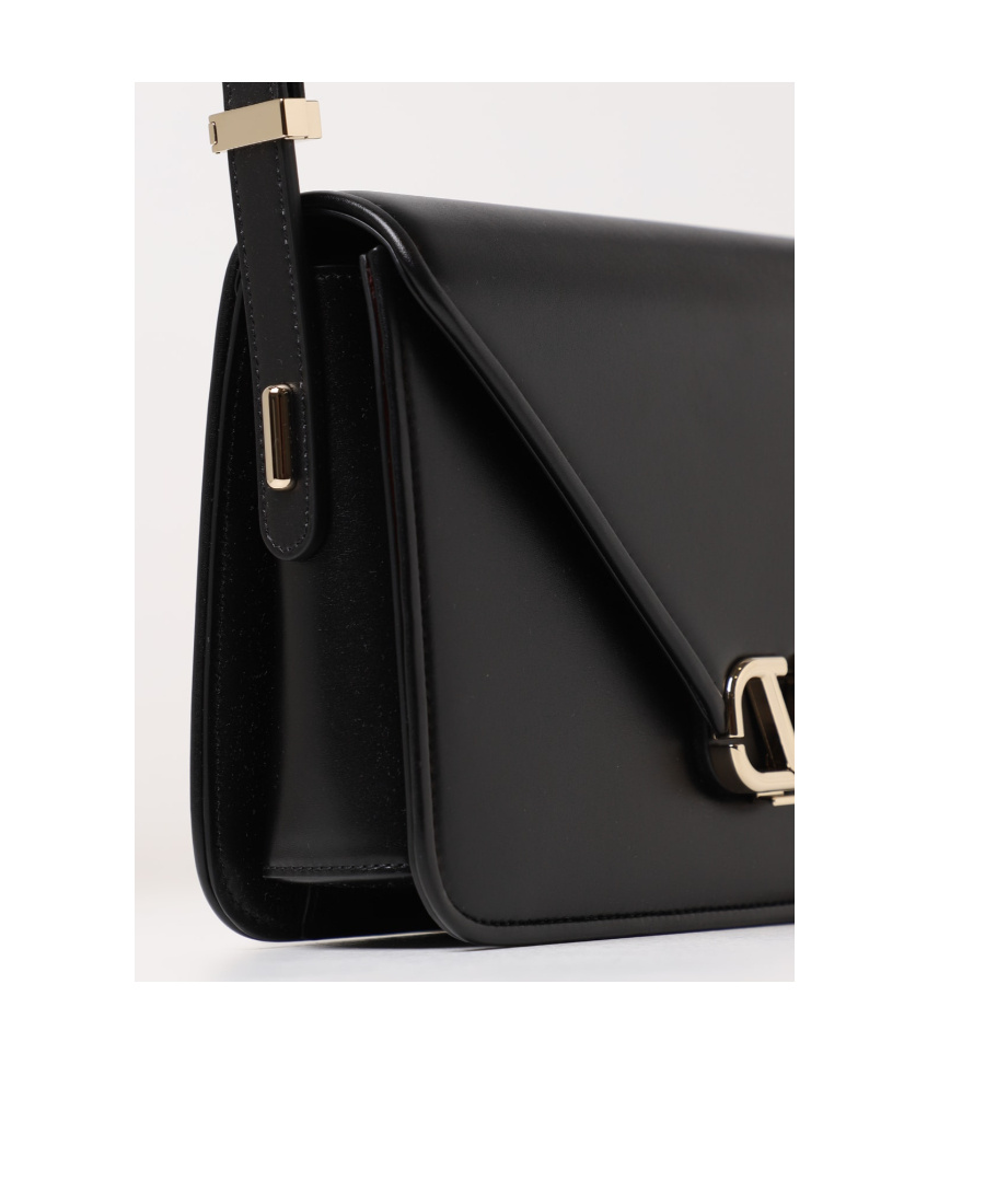 Valentino Garavani Black Leather V Logo Crossbody Bag