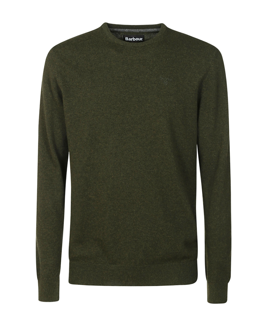Barbour Logo Embroidered Crewneck Knitted Jumper In Green