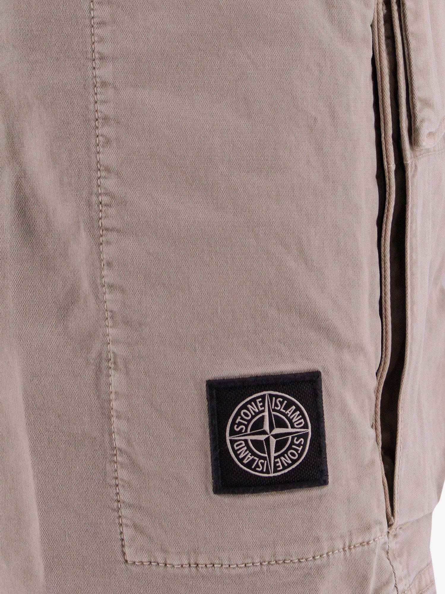Stone Island Gray Diagonal Linen Cargo Shorts In Gray