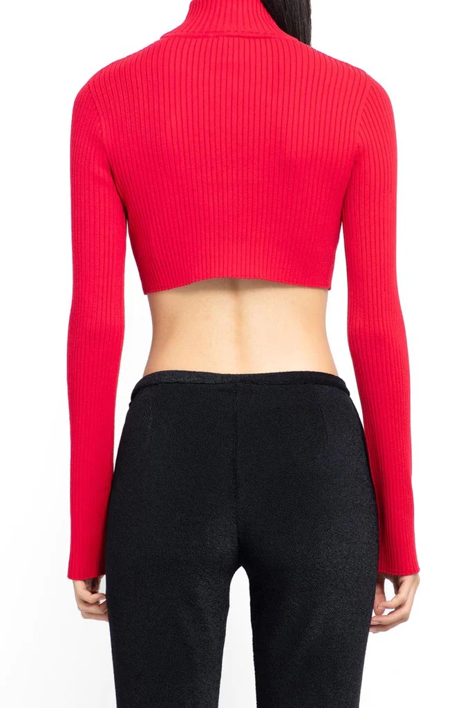Courrèges Cut-out Crop Top In Red
