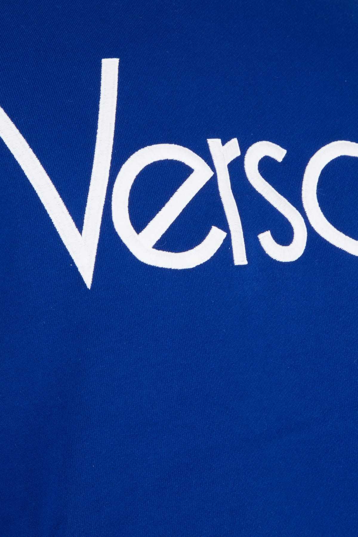 Versace Hua Chenyu Same Style Logo Print Pullover In Blue
