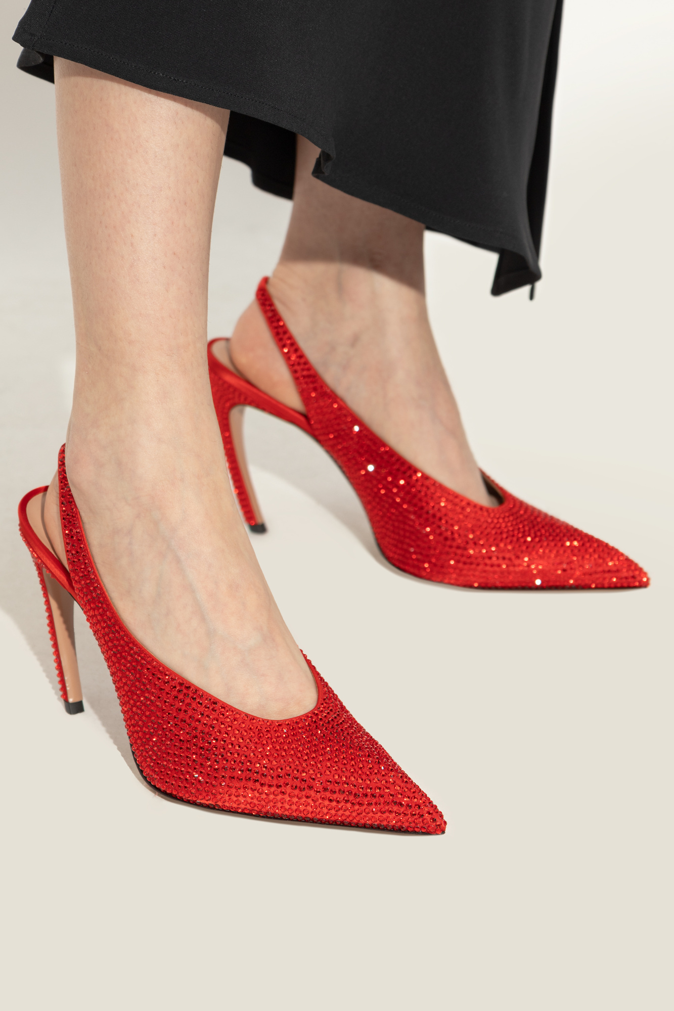 Attico 95mm Viper Crystal-embellished Slingback Pumps