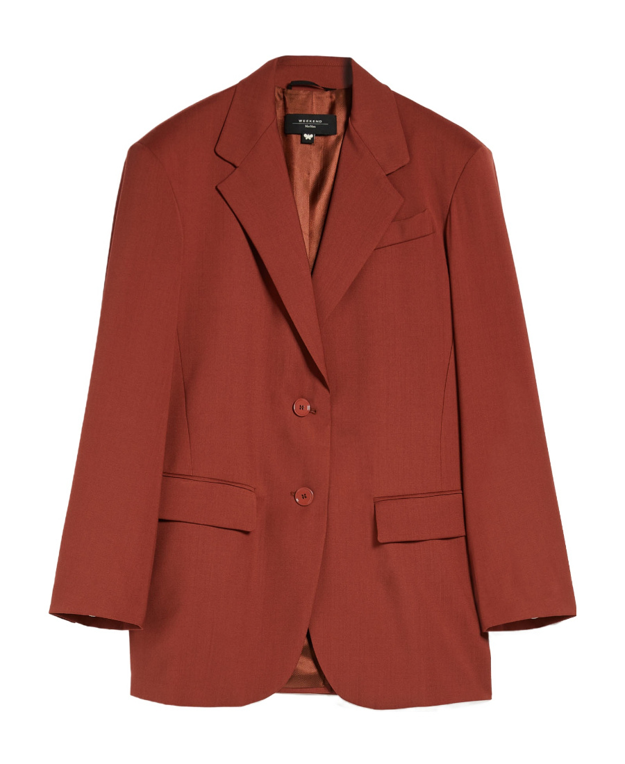 Weekend Max Mara Single-breasted Wool Suit Jacket In Brown