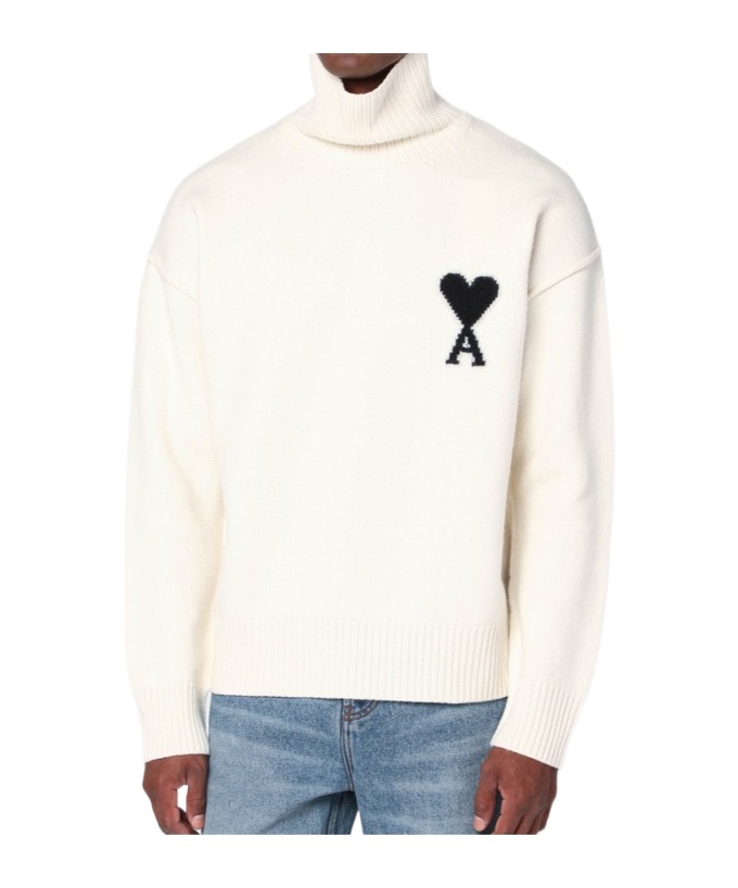 Ami Alexandre Mattiussi Ribbed Crewneck Sweater With Cuffs And Hem In White