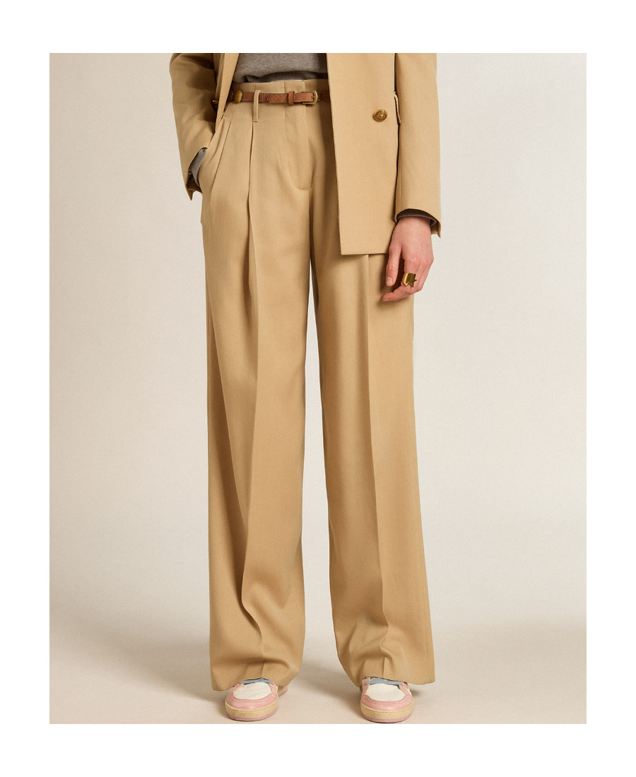 Golden Goose Womens Wool Gabardine Pants In Sand In Nude