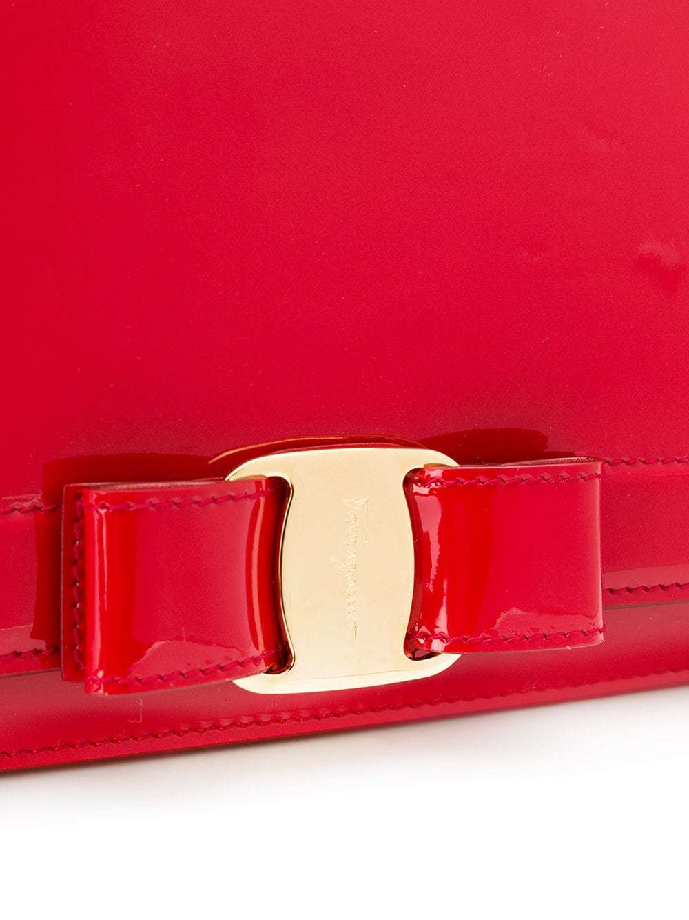 Ferragamo Bright Red Lacquered Leather Flip Vara Shoulder Bag In Red
